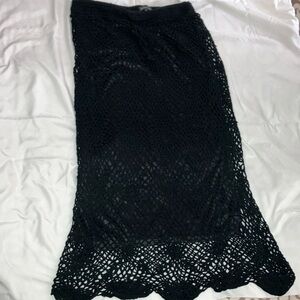 Elegant Black Crochet Pencil Skirt